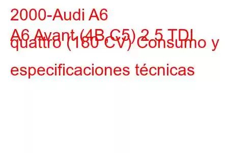 2000-Audi A6
A6 Avant (4B,C5) 2.5 TDI quattro (180 CV) Consumo y especificaciones técnicas