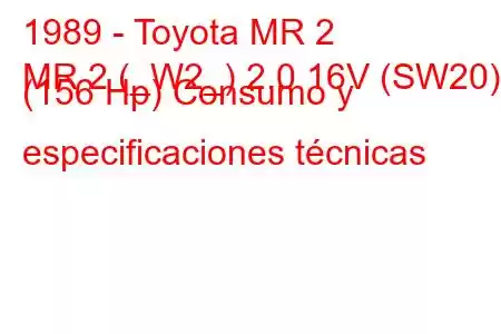 1989 - Toyota MR 2
MR 2 (_W2_) 2.0 16V (SW20) (156 Hp) Consumo y especificaciones técnicas