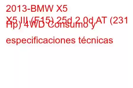 2013-BMW X5
X5 III (F15) 25d 2.0d AT (231 Hp) 4WD Consumo y especificaciones técnicas