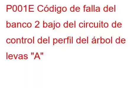 P001E Código de falla del banco 2 bajo del circuito de control del perfil del árbol de levas 