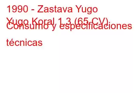 1990 - Zastava Yugo
Yugo Koral 1.3 (65 CV) Consumo y especificaciones técnicas