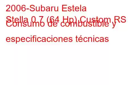 2006-Subaru Estela
Stella 0.7 (64 Hp) Custom RS Consumo de combustible y especificaciones técnicas