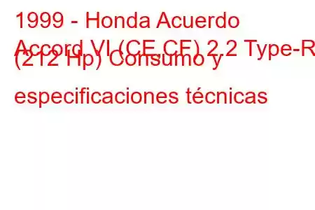 1999 - Honda Acuerdo
Accord VI (CE,CF) 2.2 Type-R (212 Hp) Consumo y especificaciones técnicas