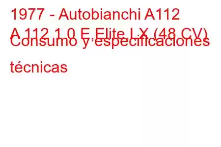 1977 - Autobianchi A112
A 112 1.0 E,Elite,LX (48 CV) Consumo y especificaciones técnicas