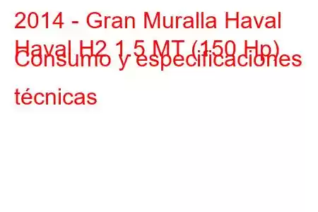 2014 - Gran Muralla Haval
Haval H2 1.5 MT (150 Hp) Consumo y especificaciones técnicas