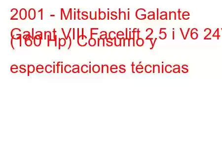 2001 - Mitsubishi Galante
Galant VIII Facelift 2.5 i V6 24V (160 Hp) Consumo y especificaciones técnicas