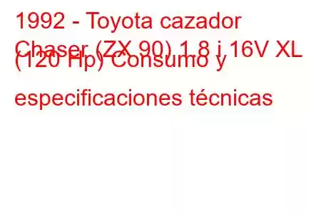 1992 - Toyota cazador
Chaser (ZX 90) 1.8 i 16V XL (120 Hp) Consumo y especificaciones técnicas