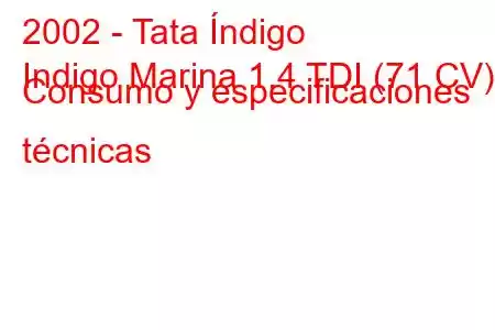 2002 - Tata Índigo
Indigo Marina 1.4 TDI (71 CV) Consumo y especificaciones técnicas