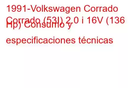 1991-Volkswagen Corrado
Corrado (53I) 2.0 i 16V (136 Hp) Consumo y especificaciones técnicas