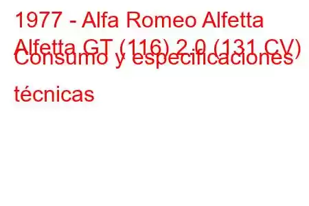 1977 - Alfa Romeo Alfetta
Alfetta GT (116) 2.0 (131 CV) Consumo y especificaciones técnicas