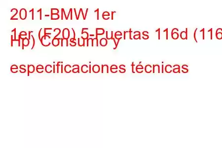 2011-BMW 1er
1er (F20) 5-Puertas 116d (116 Hp) Consumo y especificaciones técnicas