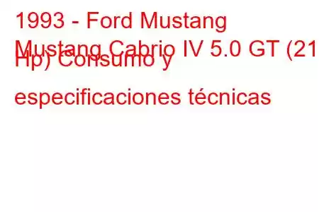 1993 - Ford Mustang
Mustang Cabrio IV 5.0 GT (218 Hp) Consumo y especificaciones técnicas