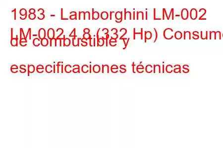 1983 - Lamborghini LM-002
LM-002 4.8 (332 Hp) Consumo de combustible y especificaciones técnicas