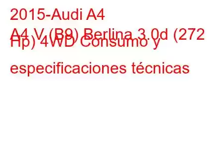 2015-Audi A4
A4 V (B9) Berlina 3.0d (272 Hp) 4WD Consumo y especificaciones técnicas