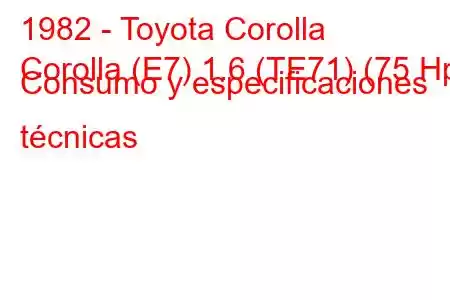 1982 - Toyota Corolla
Corolla (E7) 1.6 (TE71) (75 Hp) Consumo y especificaciones técnicas