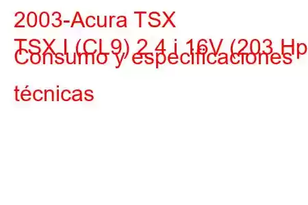 2003-Acura TSX
TSX I (CL9) 2.4 i 16V (203 Hp) Consumo y especificaciones técnicas