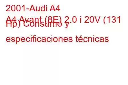 2001-Audi A4
A4 Avant (8E) 2.0 i 20V (131 Hp) Consumo y especificaciones técnicas