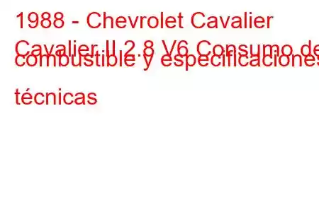 1988 - Chevrolet Cavalier
Cavalier II 2.8 V6 Consumo de combustible y especificaciones técnicas