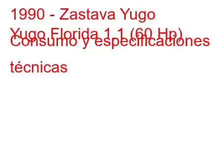 1990 - Zastava Yugo
Yugo Florida 1.1 (60 Hp) Consumo y especificaciones técnicas