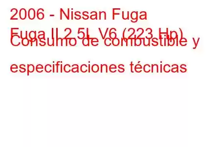 2006 - Nissan Fuga
Fuga II 2.5L V6 (223 Hp) Consumo de combustible y especificaciones técnicas