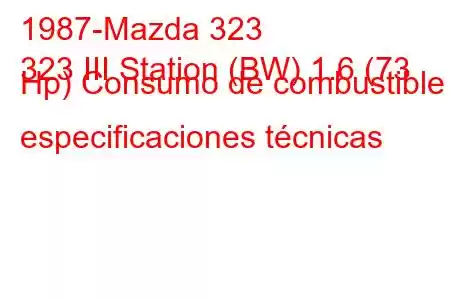 1987-Mazda 323
323 III Station (BW) 1.6 (73 Hp) Consumo de combustible y especificaciones técnicas