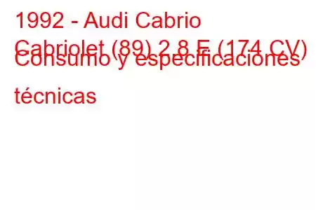 1992 - Audi Cabrio
Cabriolet (89) 2.8 E (174 CV) Consumo y especificaciones técnicas