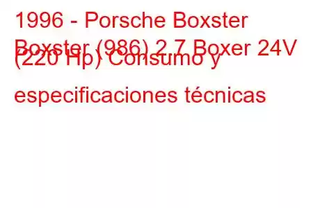 1996 - Porsche Boxster
Boxster (986) 2.7 Boxer 24V (220 Hp) Consumo y especificaciones técnicas