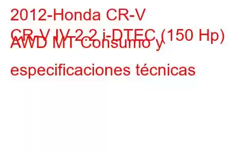 2012-Honda CR-V
CR-V IV 2.2 i-DTEC (150 Hp) AWD MT Consumo y especificaciones técnicas