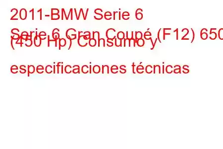 2011-BMW Serie 6
Serie 6 Gran Coupé (F12) 650i (450 Hp) Consumo y especificaciones técnicas