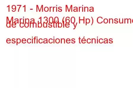 1971 - Morris Marina
Marina 1300 (60 Hp) Consumo de combustible y especificaciones técnicas