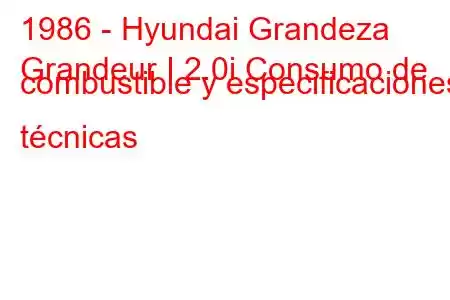 1986 - Hyundai Grandeza
Grandeur I 2.0i Consumo de combustible y especificaciones técnicas