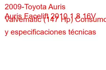 2009-Toyota Auris
Auris Facelift 2010 1.8 16V Valvematic (147 Hp) Consumo y especificaciones técnicas