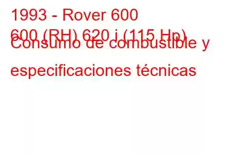 1993 - Rover 600
600 (RH) 620 i (115 Hp) Consumo de combustible y especificaciones técnicas