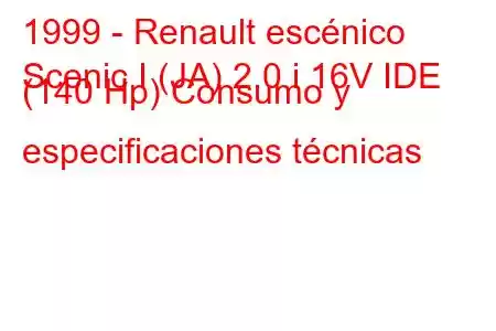 1999 - Renault escénico
Scenic I (JA) 2.0 i 16V IDE (140 Hp) Consumo y especificaciones técnicas