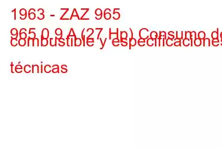 1963 - ZAZ 965
965 0.9 A (27 Hp) Consumo de combustible y especificaciones técnicas