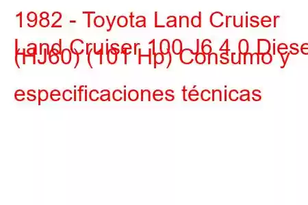 1982 - Toyota Land Cruiser
Land Cruiser 100 J6 4.0 Diesel (HJ60) (101 Hp) Consumo y especificaciones técnicas