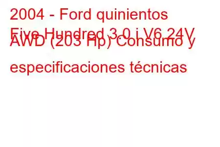 2004 - Ford quinientos
Five Hundred 3.0 i V6 24V AWD (203 Hp) Consumo y especificaciones técnicas