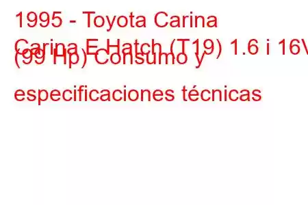 1995 - Toyota Carina
Carina E Hatch (T19) 1.6 i 16V (99 Hp) Consumo y especificaciones técnicas