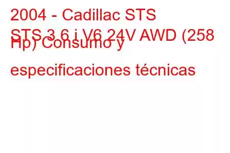 2004 - Cadillac STS
STS 3.6 i V6 24V AWD (258 Hp) Consumo y especificaciones técnicas