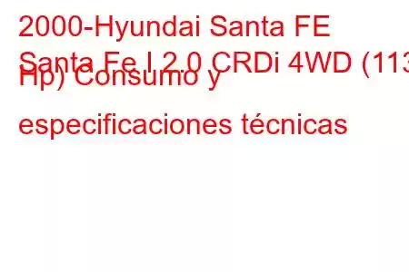 2000-Hyundai Santa FE
Santa Fe I 2.0 CRDi 4WD (113 Hp) Consumo y especificaciones técnicas