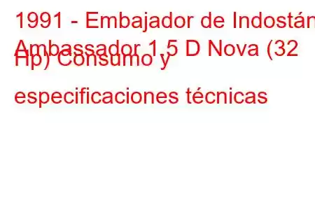 1991 - Embajador de Indostán
Ambassador 1.5 D Nova (32 Hp) Consumo y especificaciones técnicas