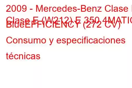 2009 - Mercedes-Benz Clase E
Clase E (W212) E 350 4MATIC BlueEFFICIENCY (272 CV) Consumo y especificaciones técnicas