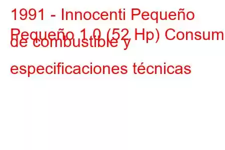 1991 - Innocenti Pequeño
Pequeño 1.0 (52 Hp) Consumo de combustible y especificaciones técnicas