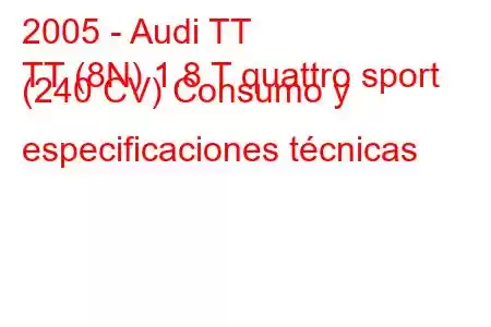 2005 - Audi TT
TT (8N) 1.8 T quattro sport (240 CV) Consumo y especificaciones técnicas