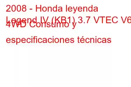 2008 - Honda leyenda
Legend IV (KB1) 3.7 VTEC V6 4WD Consumo y especificaciones técnicas