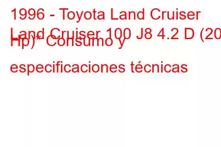 1996 - Toyota Land Cruiser
Land Cruiser 100 J8 4.2 D (204 Hp)* Consumo y especificaciones técnicas