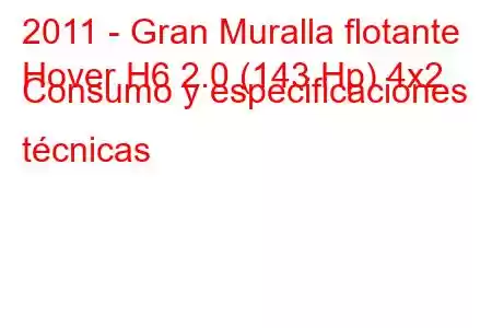 2011 - Gran Muralla flotante
Hover H6 2.0 (143 Hp) 4x2 Consumo y especificaciones técnicas