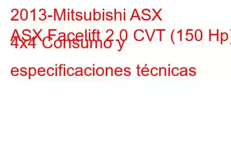 2013-Mitsubishi ASX
ASX Facelift 2.0 CVT (150 Hp) 4x4 Consumo y especificaciones técnicas