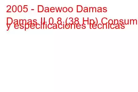 2005 - Daewoo Damas
Damas II 0.8 (38 Hp) Consumo y especificaciones técnicas