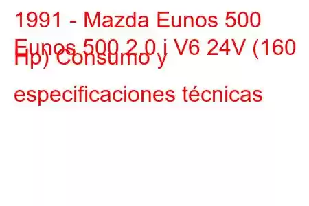 1991 - Mazda Eunos 500
Eunos 500 2.0 i V6 24V (160 Hp) Consumo y especificaciones técnicas